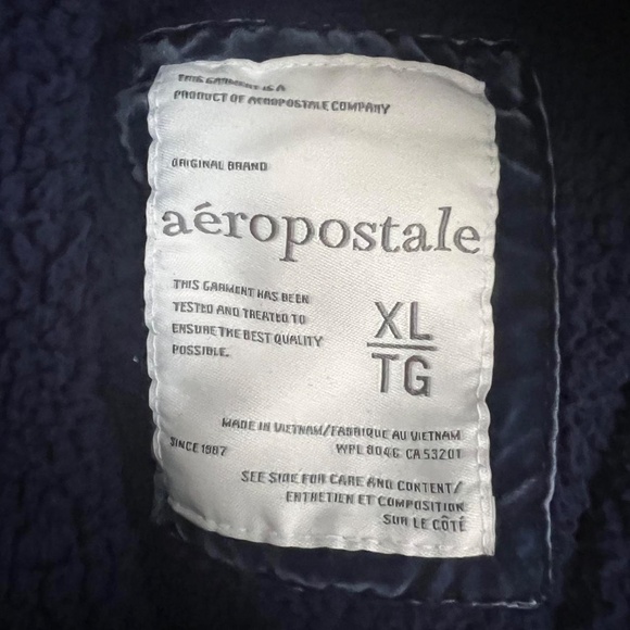 Aeropostale navy logo zip up jacket with fleece inside - Picture 4 of 4